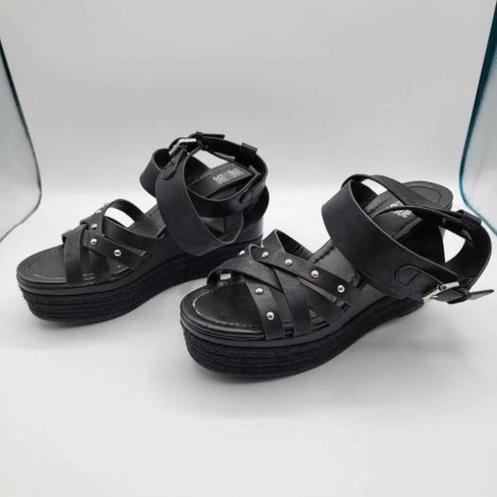 Jane and the Shoe Black Studded Platform Wedge Sandals